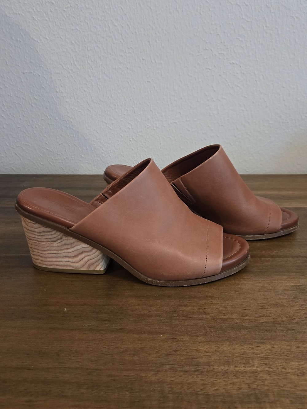 Vince black leather mules